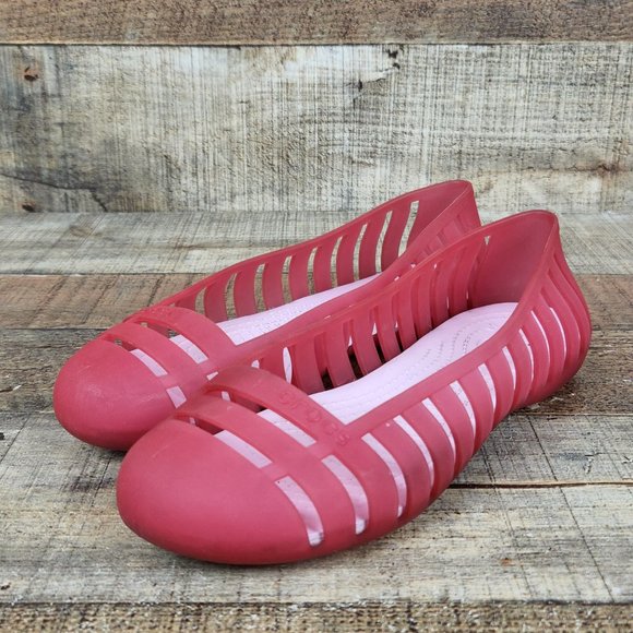 Crocs Adrina II Jelly Flat Women 5 Pink Slip On Sandal Cutout Design Waterproof - Picture 3 of 9